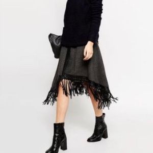 ASOS black and gray fringe skirt